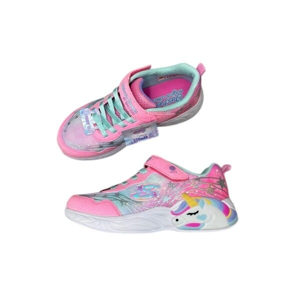 Skechers Other - Skechers Kids S-Lights Shoes Unicorn Dreams Pink White Light Up Sneakers Size 2.